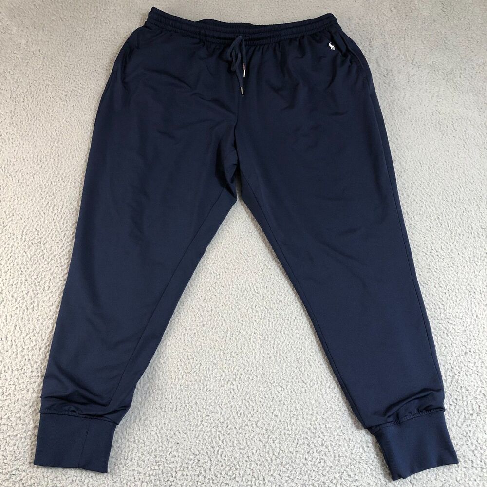 Ralph Lauren Polo Joggers Men XL Extra Large Blue Tapered Sweatpants Logo Preppy